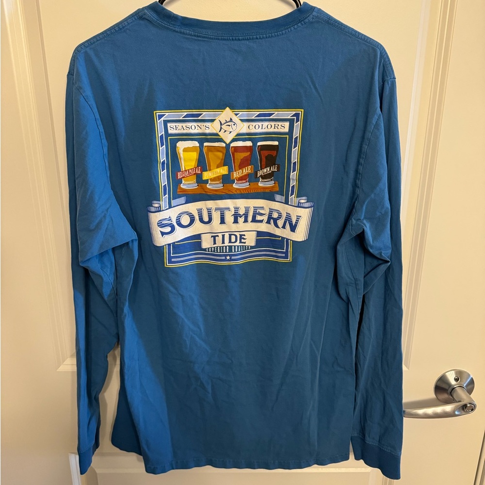 Southern Tide Blue Long Sleeve Tee with Vintage Graphic